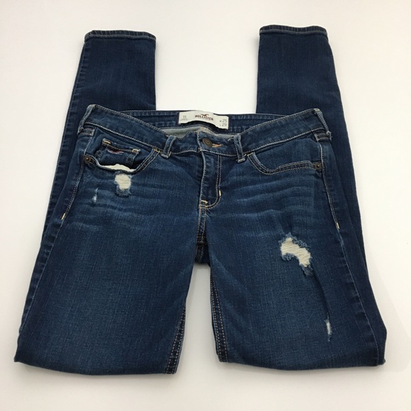 Hollister Dark Wash Fade Distressed Skinny Jeans - Picture 1 of 7